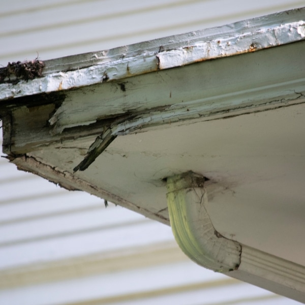 damaged gutters on house
