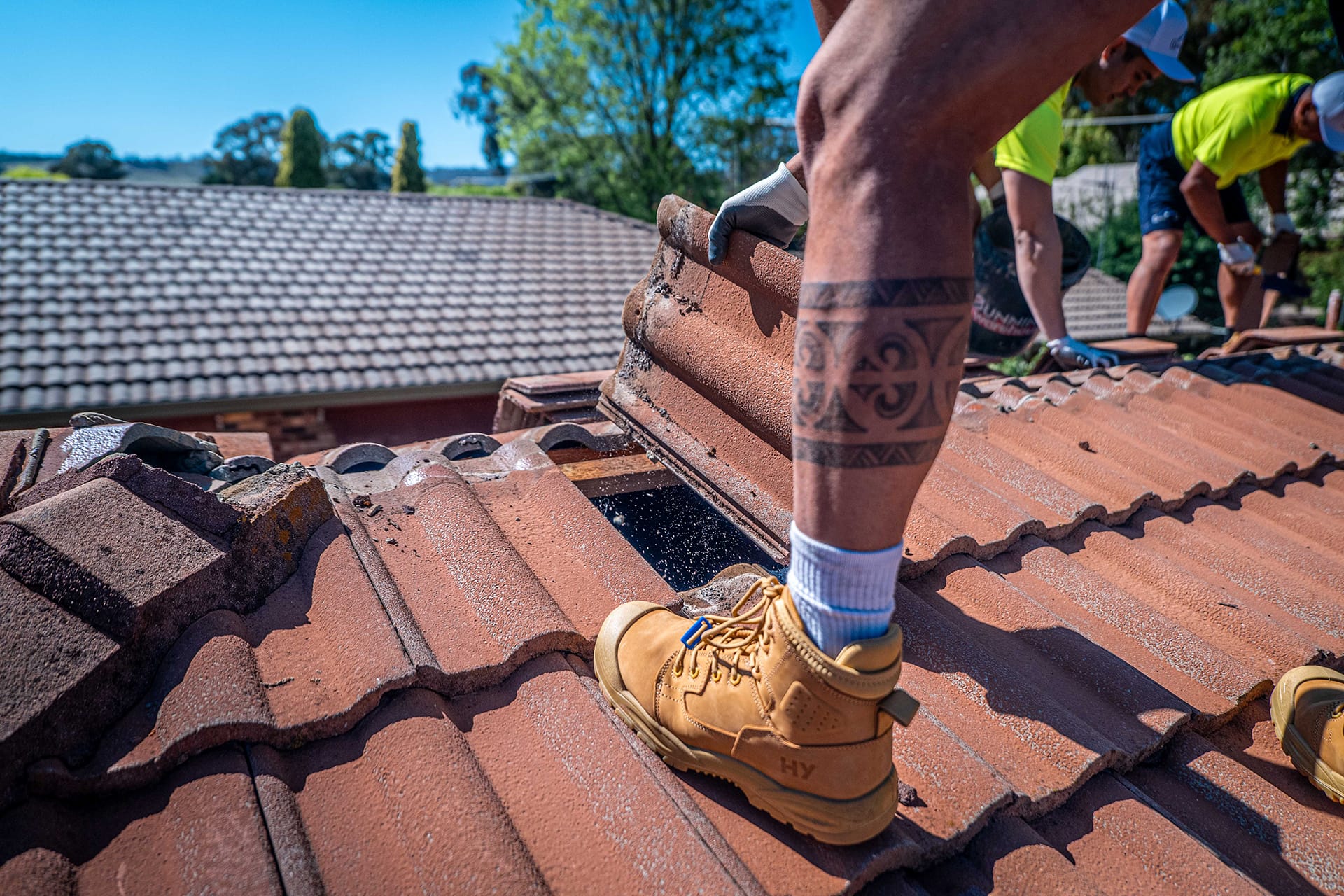 removing roof tiles